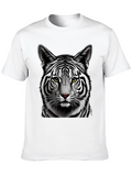 Striking White Tiger Graphic Tee - Black