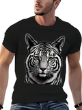 Striking White Tiger Graphic Tee - Black