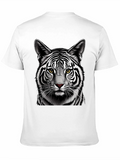 Striking White Tiger Graphic Tee - Black