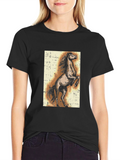 Horse Graphic Tee - Black Cotton Blend