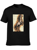 Horse Graphic Tee - Black Cotton Blend