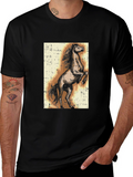 Horse Graphic Tee - Black Cotton Blend
