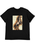 Horse Graphic Tee - Black Cotton Blend
