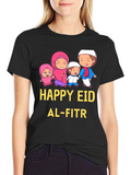 Happy Eid Al-Fitr Cartoon Family T-Shirt