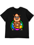 Cartoon Alien Graphic Print Black T-Shirt