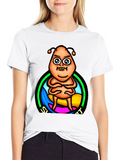 Cartoon Alien Graphic Print Black T-Shirt