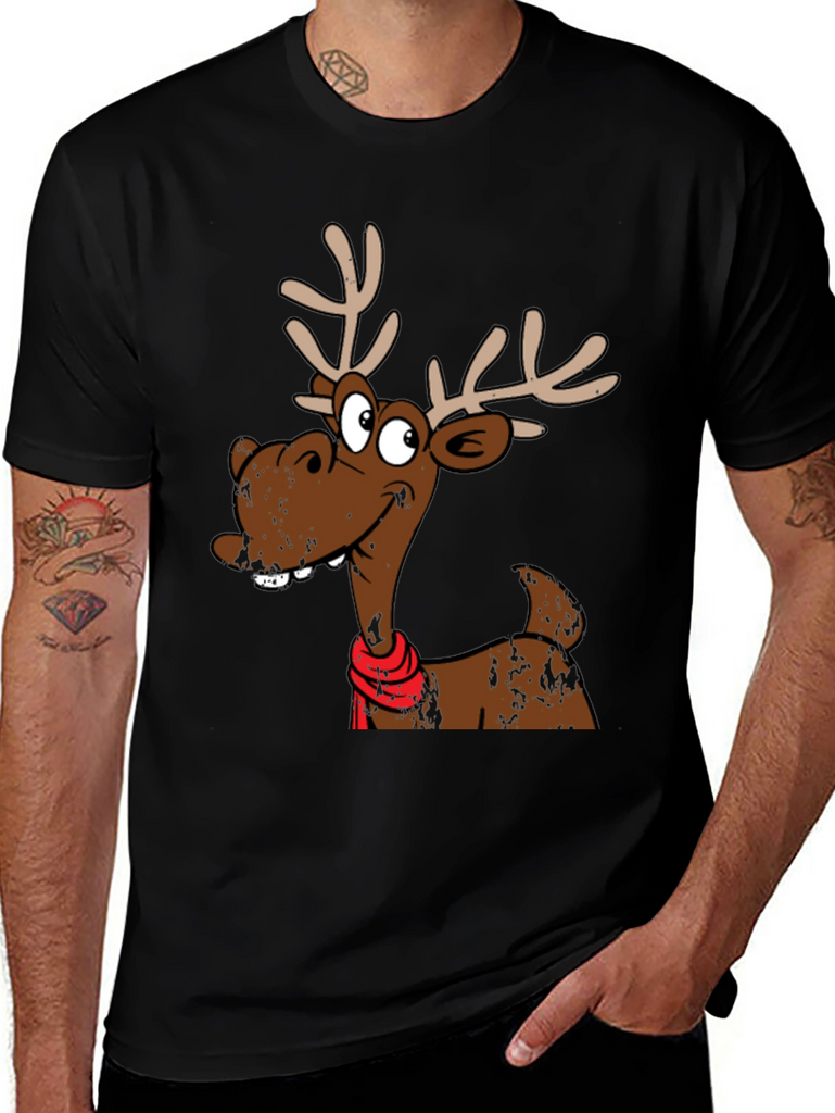 Funny Reindeer Graphic T-Shirt - Holiday Style