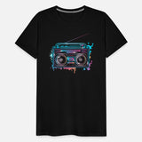 Cassette recorder in 80s neon graffiti look