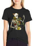 Floral Skeleton Graphic T-Shirt - Botanical Death Tee
