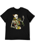 Floral Skeleton Graphic T-Shirt - Botanical Death Tee