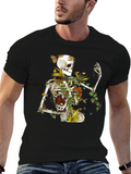 Floral Skeleton Graphic T-Shirt - Botanical Death Tee