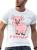 Funny Pig Eating Cartoon Graphic T-Shirt