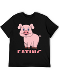 Funny Pig Eating Cartoon Graphic T-Shirt