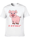 Funny Pig Eating Cartoon Graphic T-Shirt