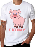 Funny Pig Eating Cartoon Graphic T-Shirt