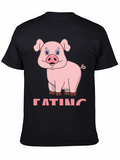 Funny Pig Eating Cartoon Graphic T-Shirt