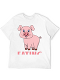 Funny Pig Eating Cartoon Graphic T-Shirt