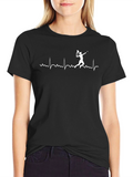 Tennis Heartbeat Graphic Tee - Black Cotton T-Shirt