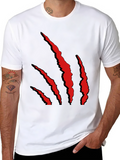 Claw Mark Graphic Print Mens Black T-Shirt