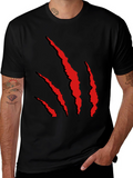 Claw Mark Graphic Print Mens Black T-Shirt