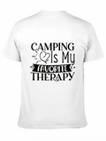 Camping Is My Therapy Black T-Shirt