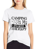 Camping Is My Therapy Black T-Shirt