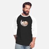 Cute sleeping red panda on the moon.