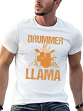 Drummer Llama Graphic Tee - Unique Design!