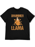 Drummer Llama Graphic Tee - Unique Design!