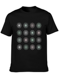 Snowflake Pattern Black Crew Neck T-Shirt