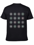 Snowflake Pattern Black Crew Neck T-Shirt