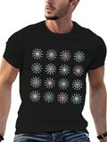 Snowflake Pattern Black Crew Neck T-Shirt