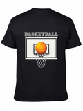 Basketball Graphic Tee | Black Cotton T-Shirt