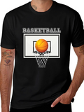 Basketball Graphic Tee | Black Cotton T-Shirt