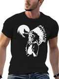Native American Wolf Moon Black T-Shirt