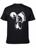 Native American Wolf Moon Black T-Shirt