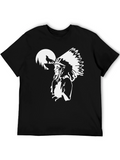Native American Wolf Moon Black T-Shirt