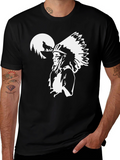 Native American Wolf Moon Black T-Shirt