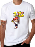 2022 Boy Cartoon Graphic Tee - Black