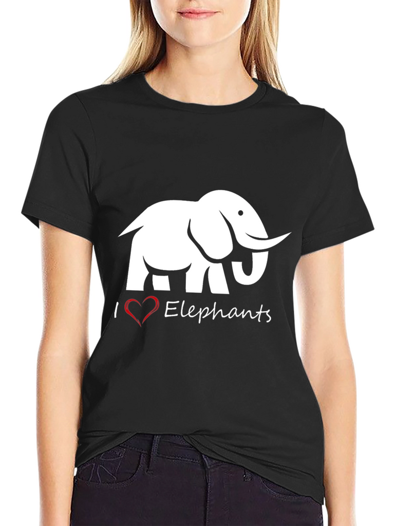 I Heart Elephants Graphic Tee - Black