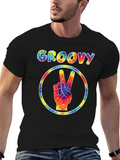 Groovy Tie-Dye Peace Sign Black T-Shirt