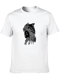 Native American Wolf Headdress Graphic T-Shirt