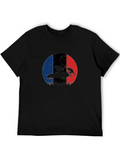 Bobsled Silhouette on French Flag Black T-Shirt