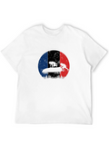 Bobsled Silhouette on French Flag Black T-Shirt