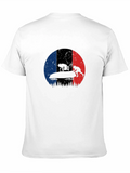Bobsled Silhouette on French Flag Black T-Shirt