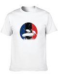 Bobsled Silhouette on French Flag Black T-Shirt