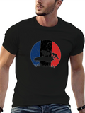 Bobsled Silhouette on French Flag Black T-Shirt