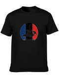 Bobsled Silhouette on French Flag Black T-Shirt