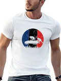 Bobsled Silhouette on French Flag Black T-Shirt