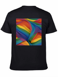 Rainbow Fabric Pattern Black T-Shirt